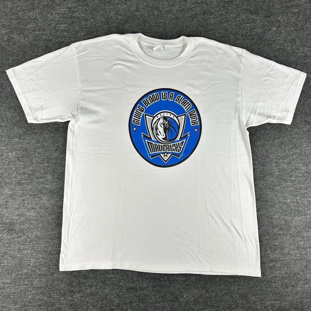 Dallas Mavericks Shirt Mens White  Giving Blood Is A Slam Dunk Tee 00S